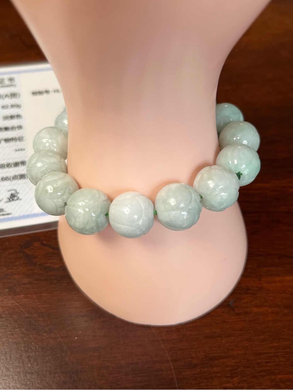 Certified 100% Natural Jade Jadeite Adjustable Carved Bead Bracelet Bangle New